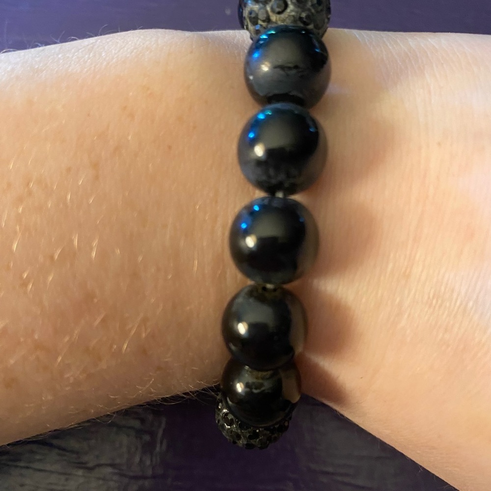 Stretchy Rhinestones & Beaded Bracelet - Picture 4 of 6
